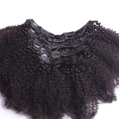 8 Piece Set Of African Spring Curly Human Hair Clip Ins