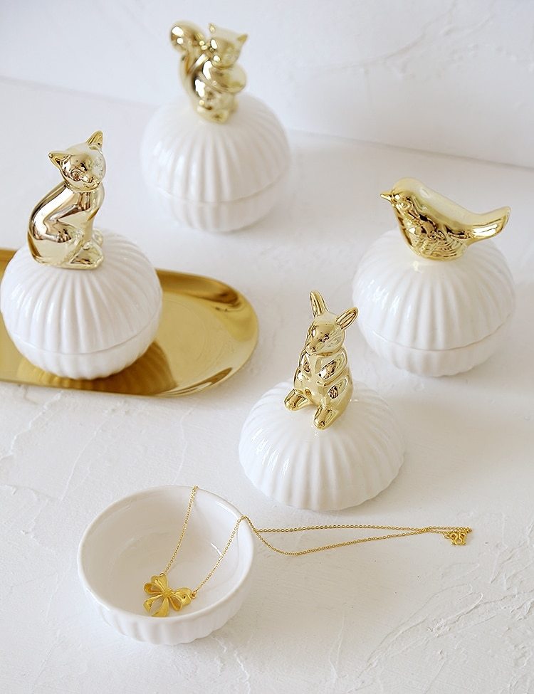 Animal Figurine Jewelry Box for Home Decor