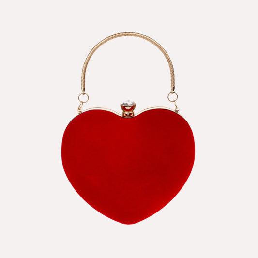 Heart Shape Velvet Clutches Bag